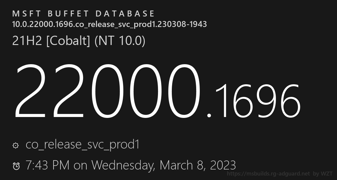 微软Win11 21H2 KB5023698(22000.1696)发布！附更新内容
