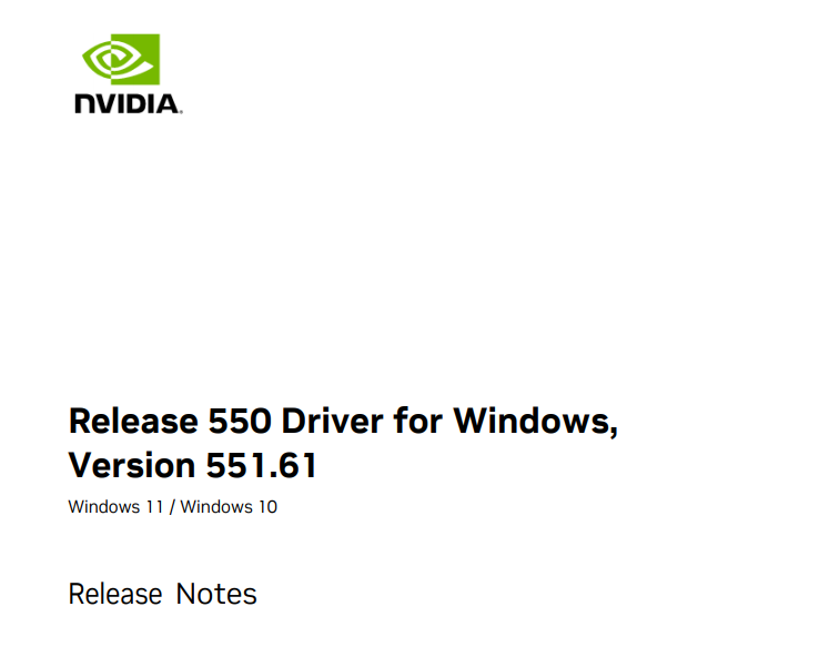 NVIDIA发布551.61显卡驱动！支持NVIDIA应用程序的测试版